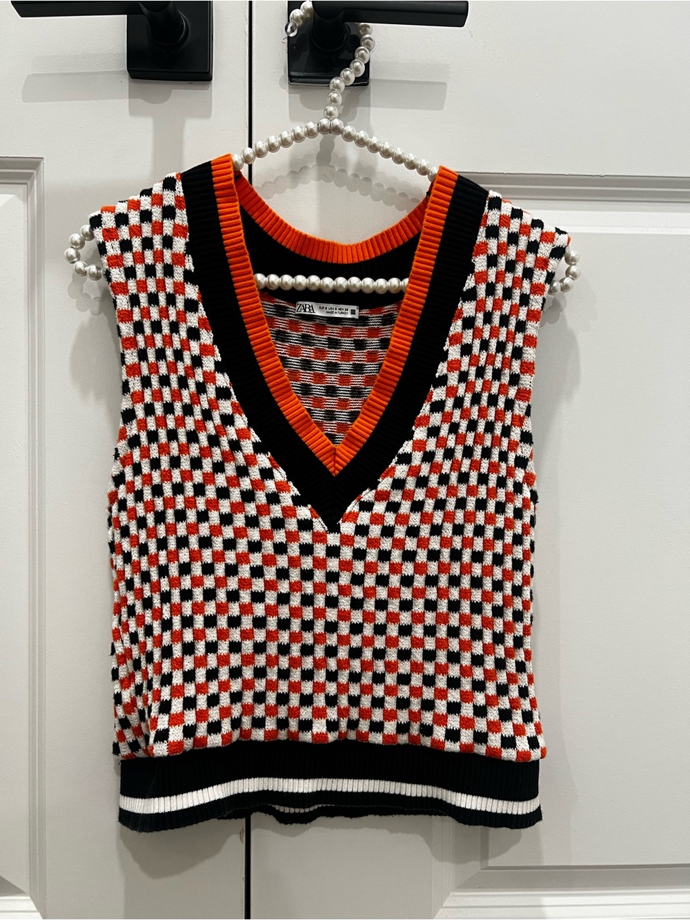Zara Women’s Checker Knit Vest Sweater